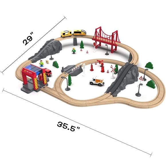 NIB 72PCS Wooden Train Tracks & Trains - Fire Rescue - Picture 7 of 7